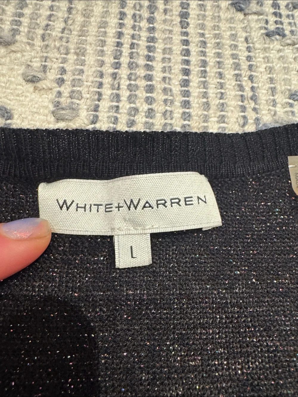 White + Warren rainbow Sparkle Crewneck Button-Front Cardigan - L